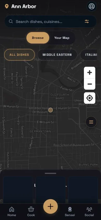Aji IQ Explore map with dish scores